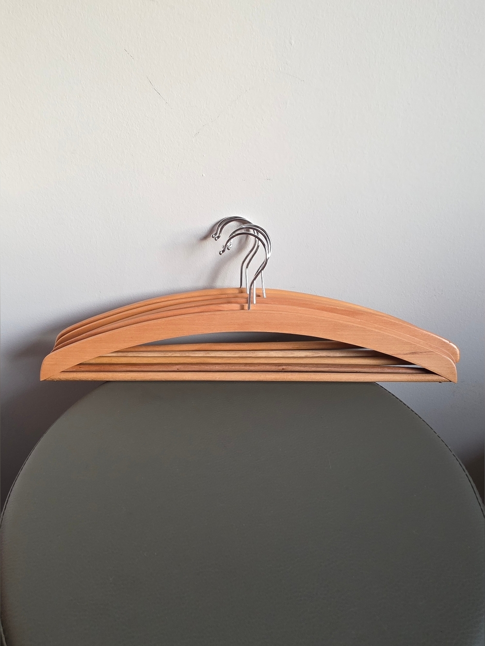 Vintage Wooden Clothes Hangers Set of 5 Natural Wood Suit Hangers Closet